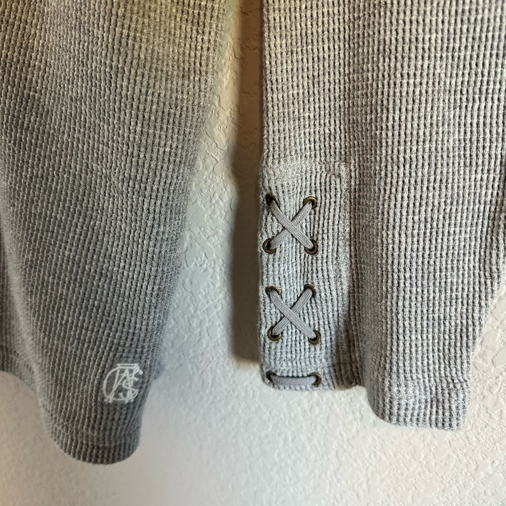 Chaps Light Gray Cowl Neck Waffle Sweater - Picture 3 of 6